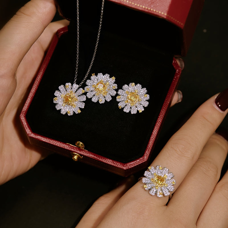 Golden Blossom Flower Earrings