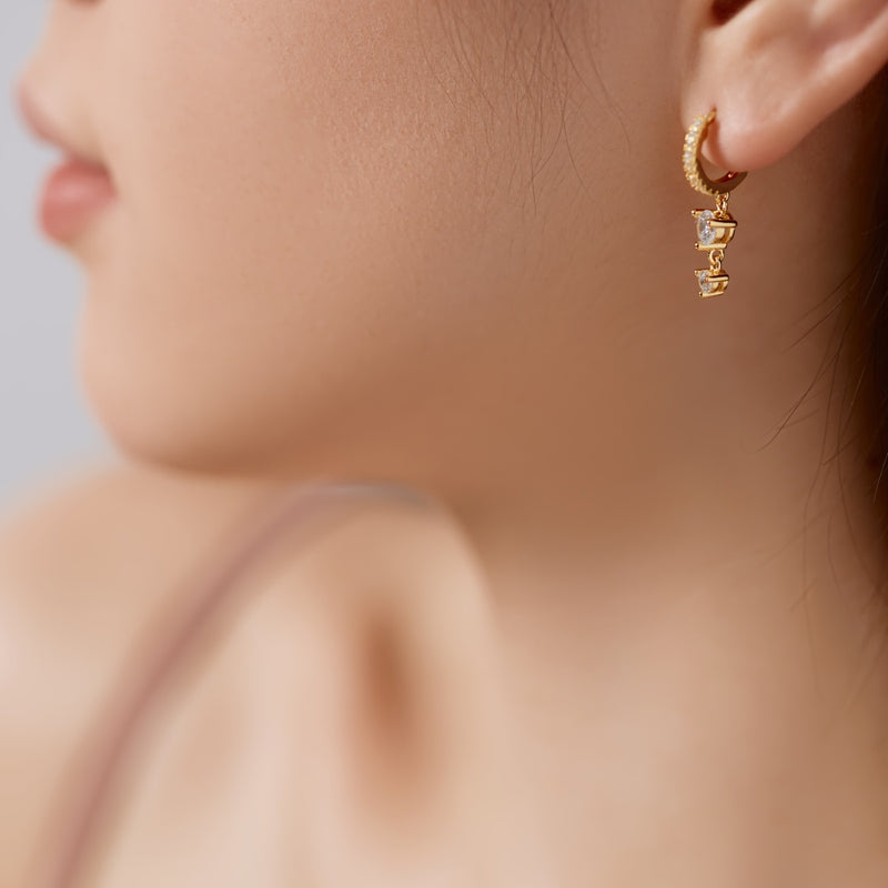 Radiant Drop Hoop Earrings