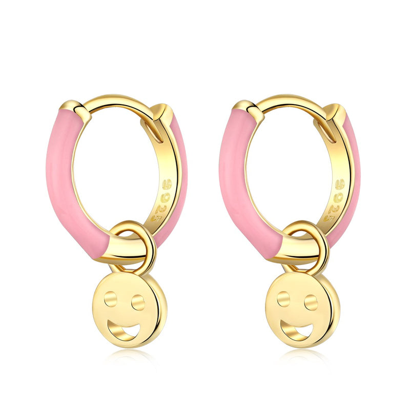 Smiley Charm Hoop Earrings