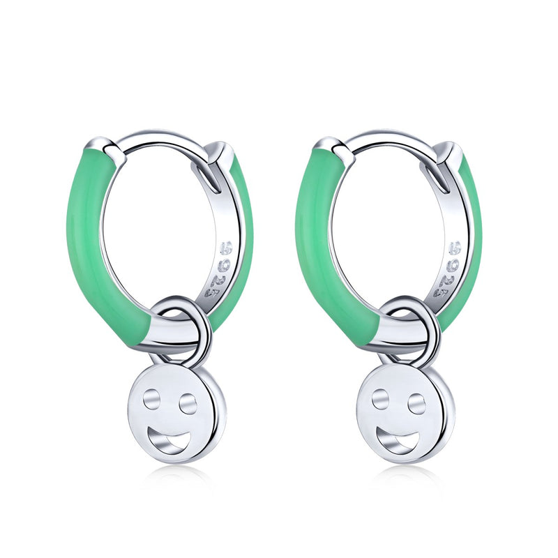 Smiley Charm Hoop Earrings