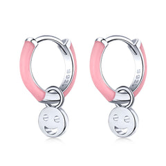 Smiley Charm Hoop Earrings