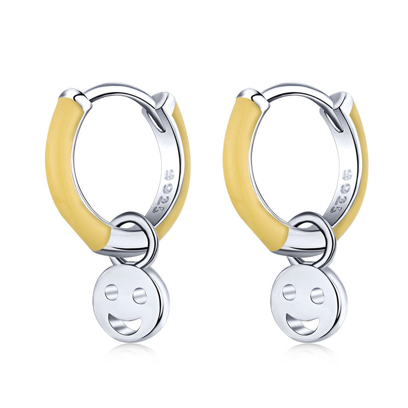 Smiley Charm Hoop Earrings