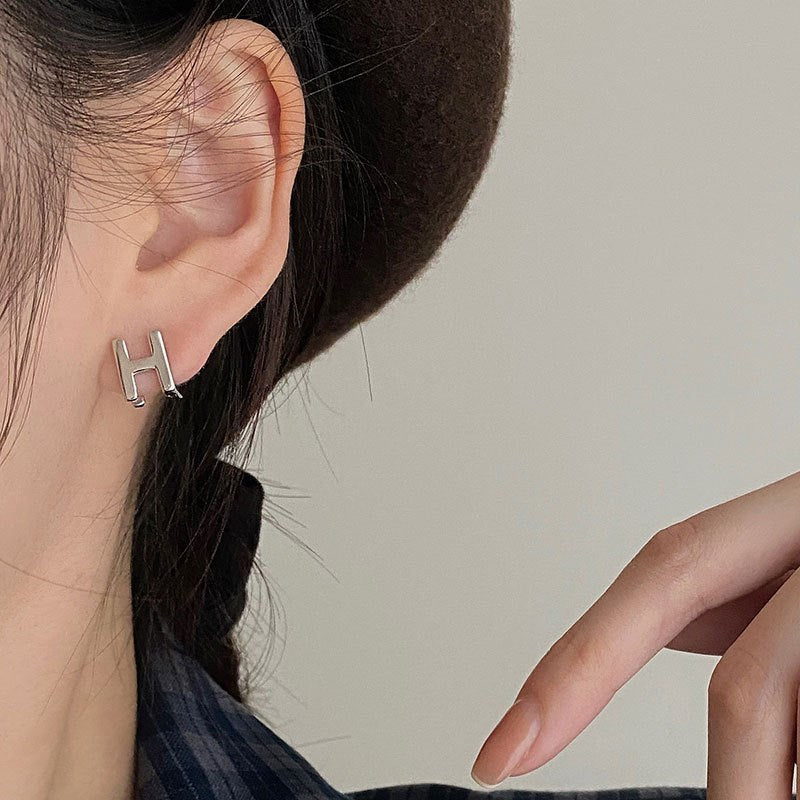 Modern Initial Hoop Earrings