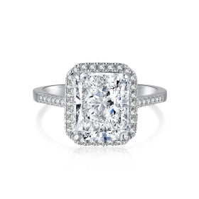 Grand Radiant Rectangle Halo Ring