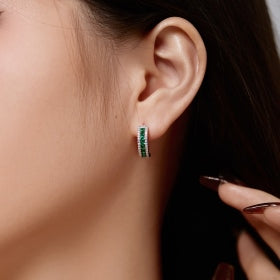 Emerald Glow Hoop Earrings