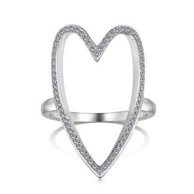 Open Heart Zircon Ring