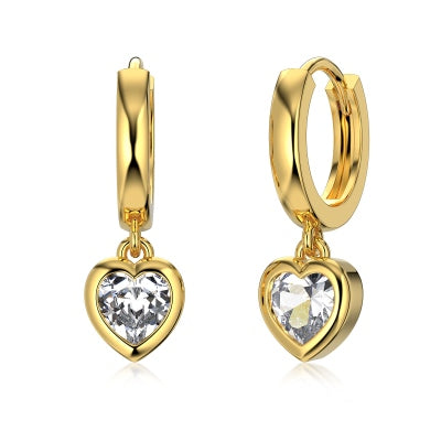 Golden Heart Charm Earrings