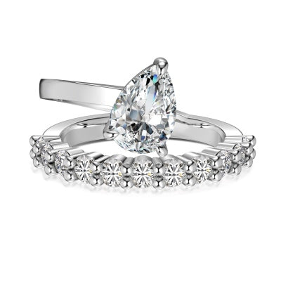 Elegant Pear Halo Ring