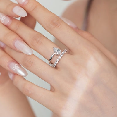 Elegant Pear Halo Ring