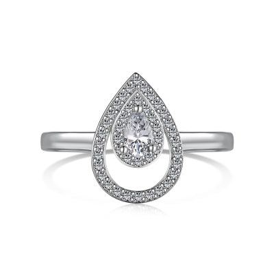 Gleaming Teardrop Halo Ring