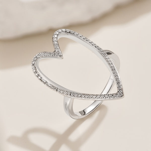 Open Heart Zircon Ring